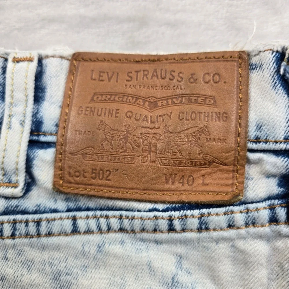 Levi's Shorts Mens 40 Blue Cotton‎ Blend Acid Wash Denim 502 Regular Taper 11